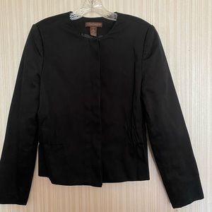 Chadwick’s Collection Collarless Jacket Hidden Placket Black Size 8 Fully Lined
